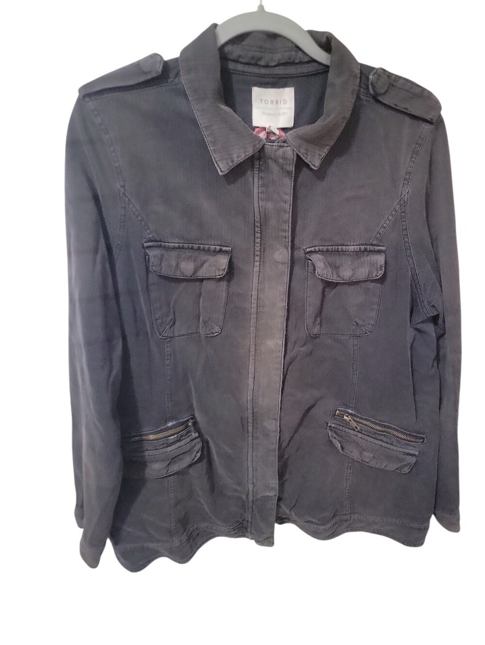 Torrid Black Property Of No One Embroidered Twill Utility Jacket Plus Size 2 - Picture 2 of 3